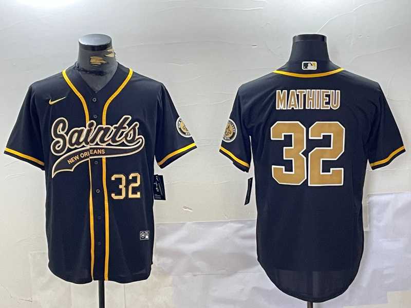 Men%27s New Orleans Saints #32 Tyrann Mathieu Black Cool Base Stitched Baseball Jerseys->new orleans saints->NFL Jersey